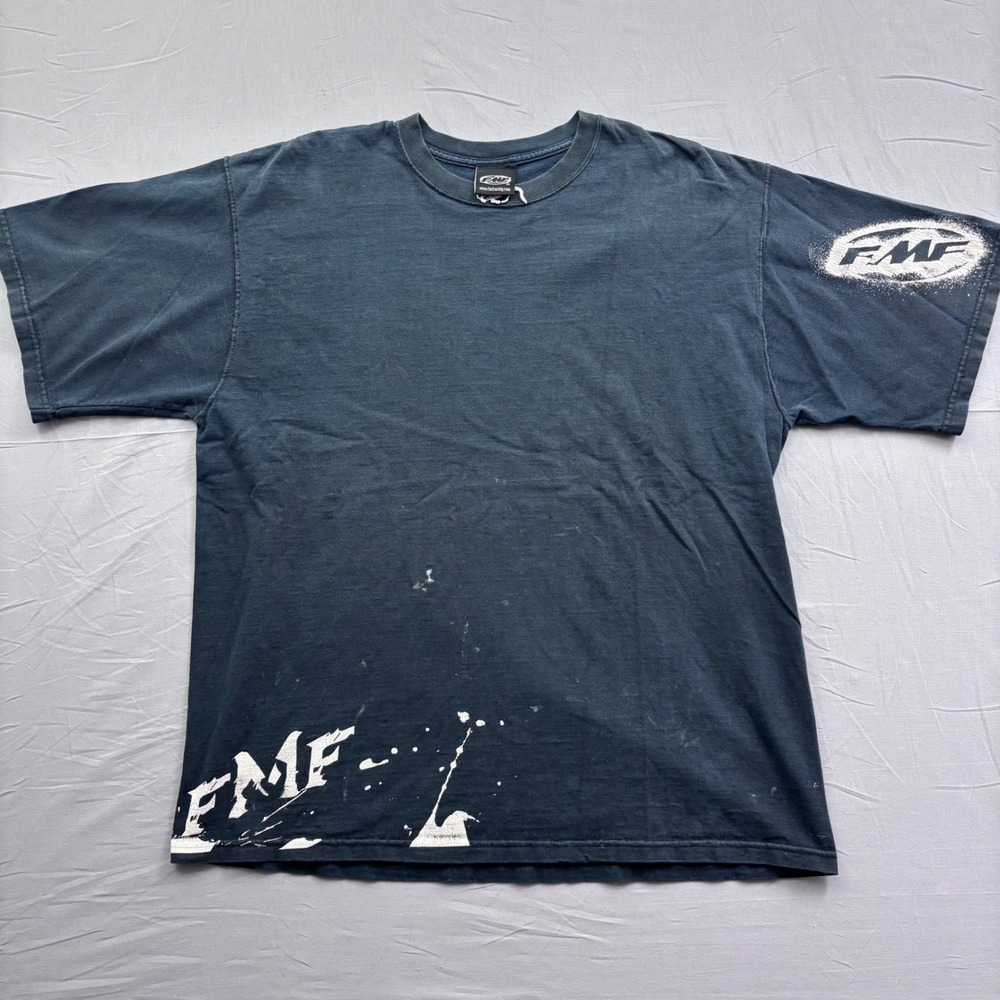 FMF Racing Mens Vintage Distressed Motocross Graphic T-Shirt Black XL Y2K Grunge